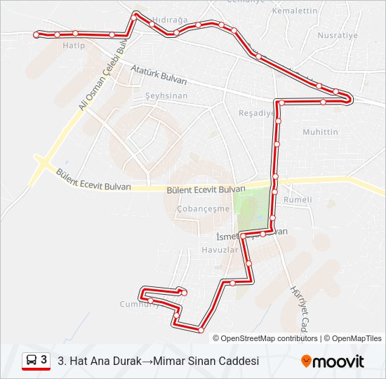 3 Bus Line Map