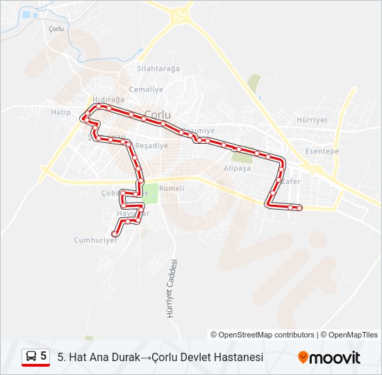 5 Bus Line Map