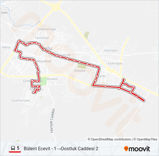 5 Bus Line Map