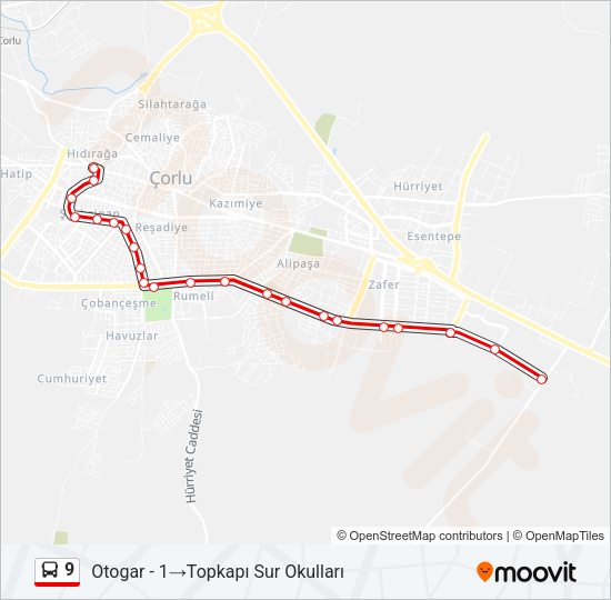 9 Bus Line Map
