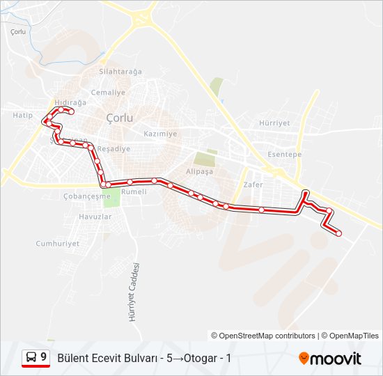 9 Bus Line Map