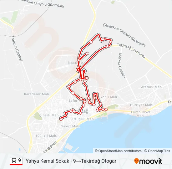 9 Bus Line Map
