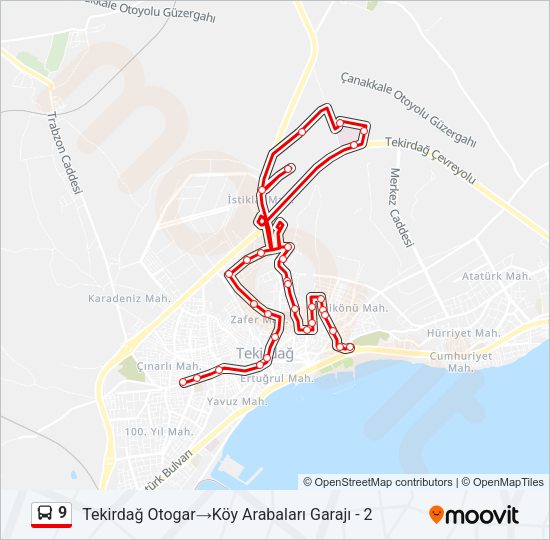 9 Bus Line Map