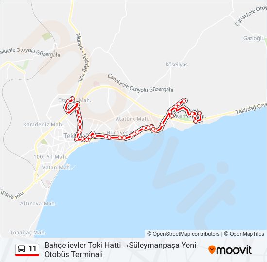 11 Bus Line Map