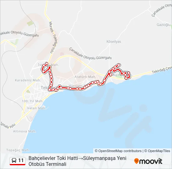 11 Bus Line Map