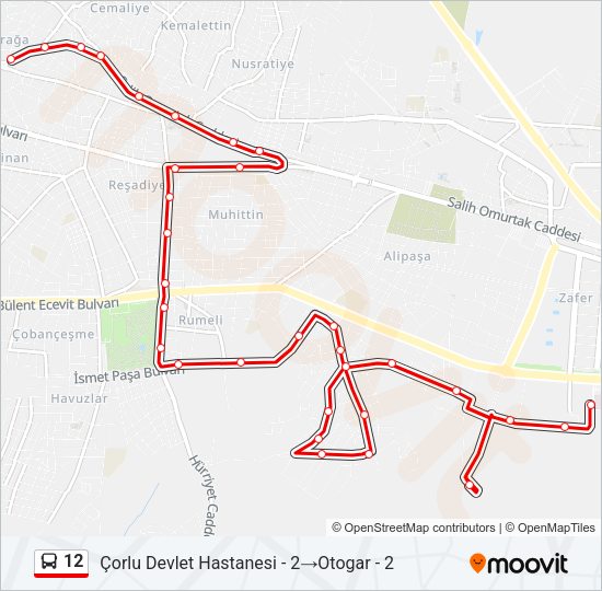 12 Bus Line Map
