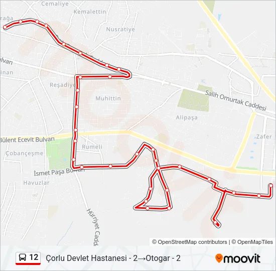 12 Bus Line Map