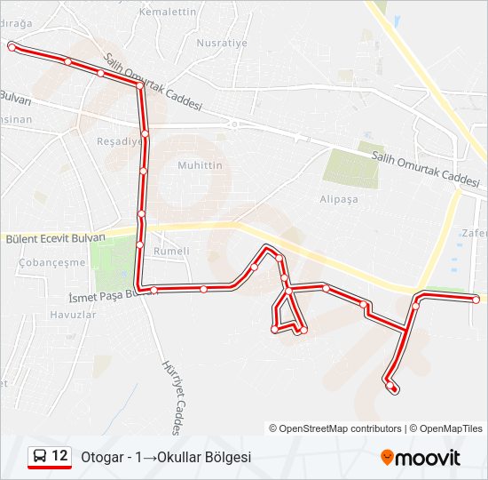 12 Bus Line Map