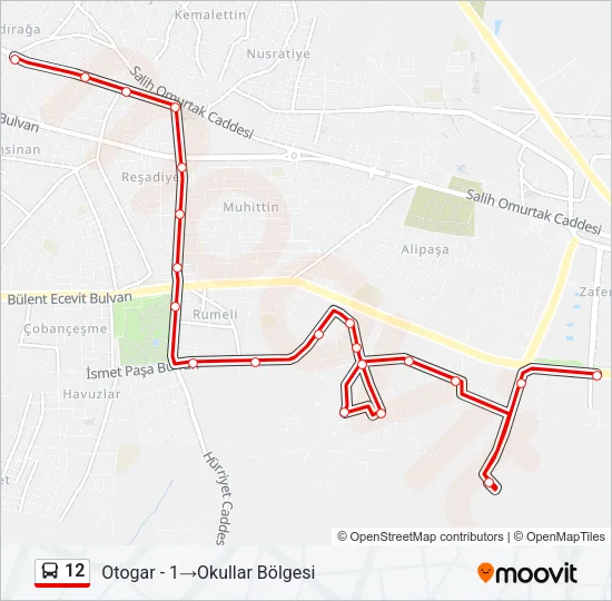 12 Bus Line Map
