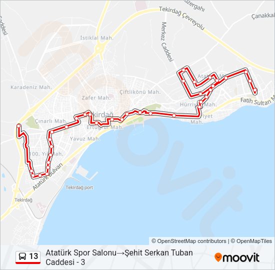 13 Bus Line Map