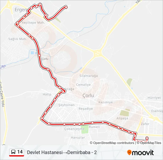 14 Bus Line Map