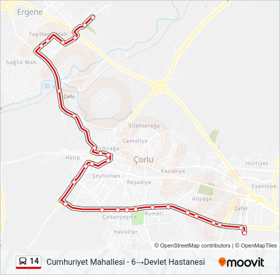 14 Bus Line Map