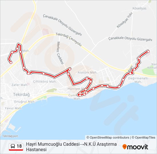18 Bus Line Map