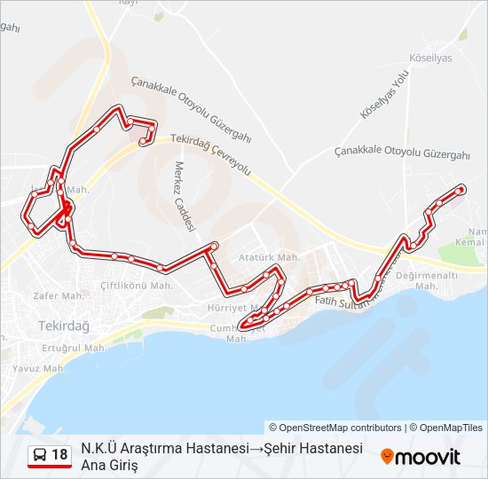 18 Bus Line Map