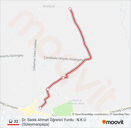 32 Bus Line Map