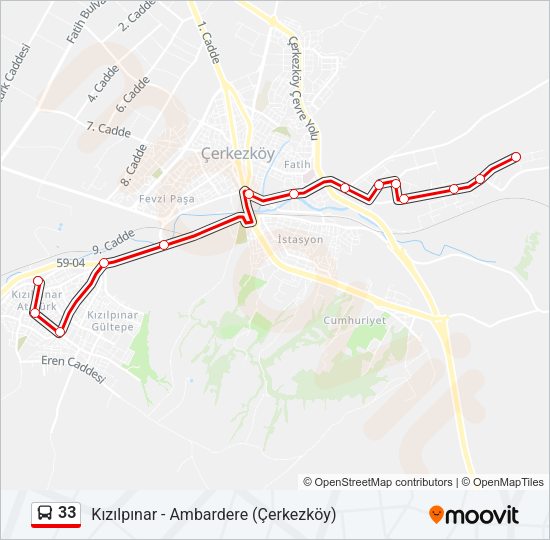 33 Bus Line Map