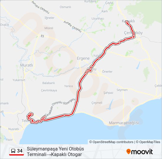 34 Bus Line Map