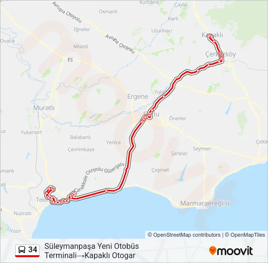 34 Bus Line Map
