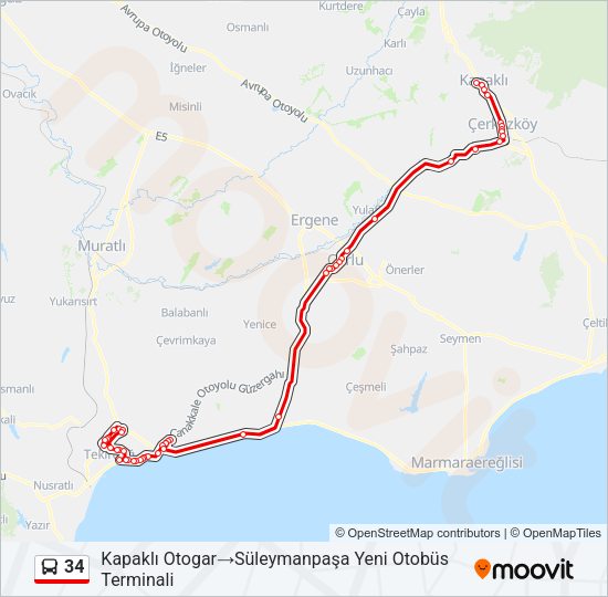 34 Bus Line Map