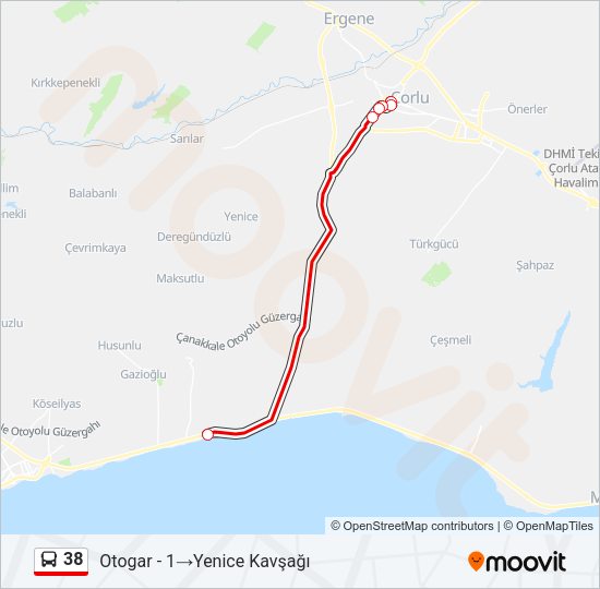 38 Bus Line Map