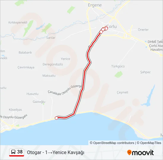 38 Bus Line Map