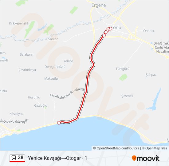 38 Bus Line Map