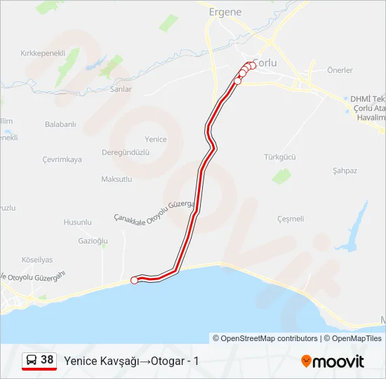 38 Bus Line Map