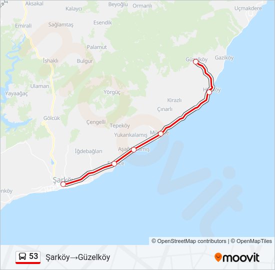 53 Bus Line Map