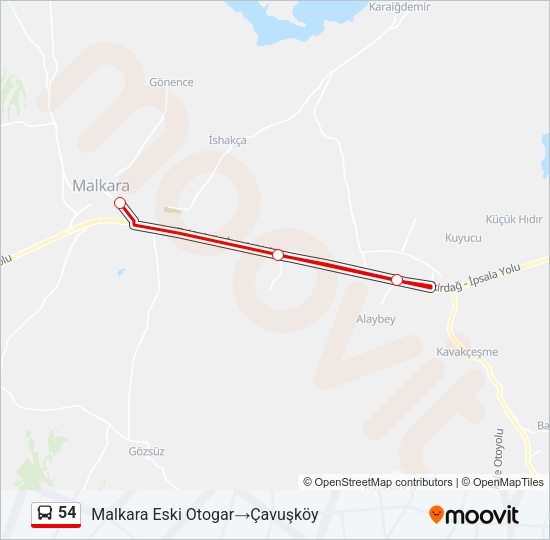 54 Bus Line Map