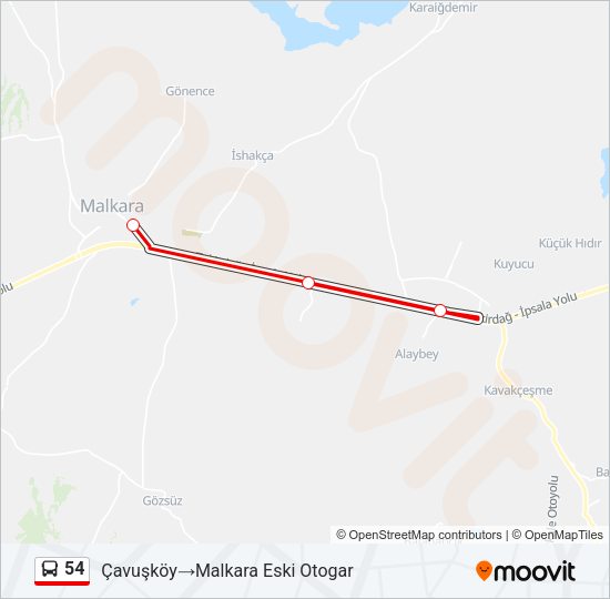 54 Bus Line Map