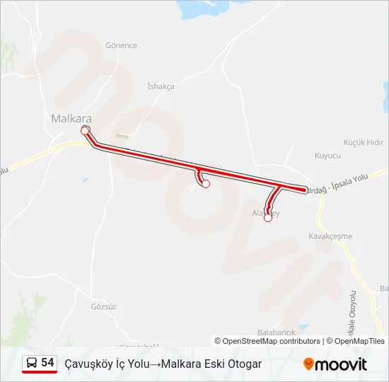 54 Bus Line Map