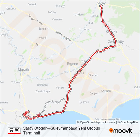 80 Bus Line Map