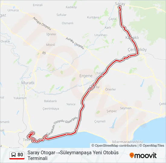 80 Bus Line Map