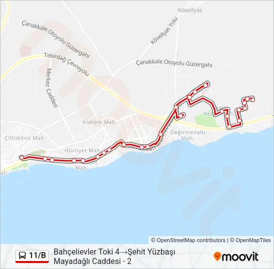 11/B Bus Line Map