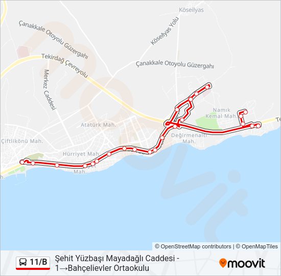 11/B Bus Line Map