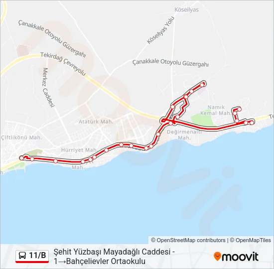 11/B Bus Line Map