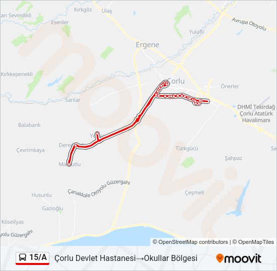 15/A Bus Line Map
