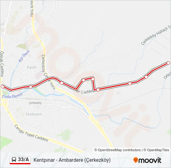 33/A Bus Line Map