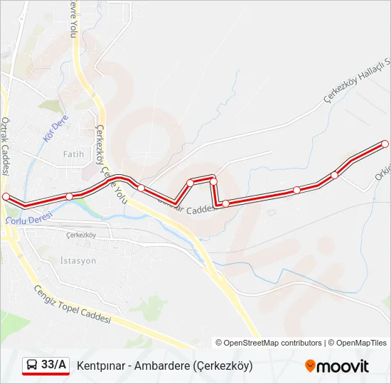 33/A Bus Line Map