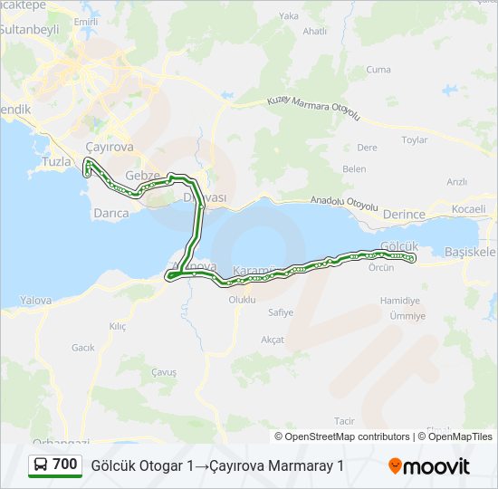 700 otobüs Hattı Haritası