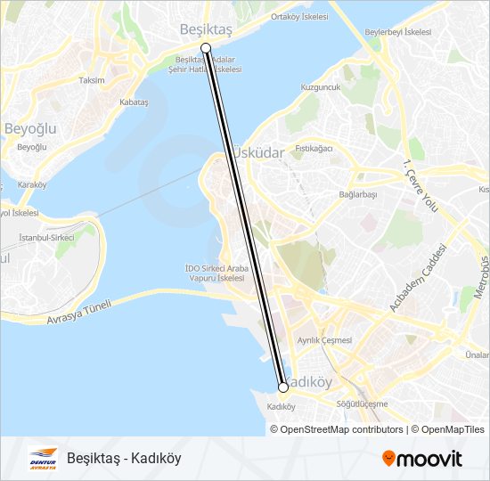 Beşiktaş - Kadıköy ferry Line Map