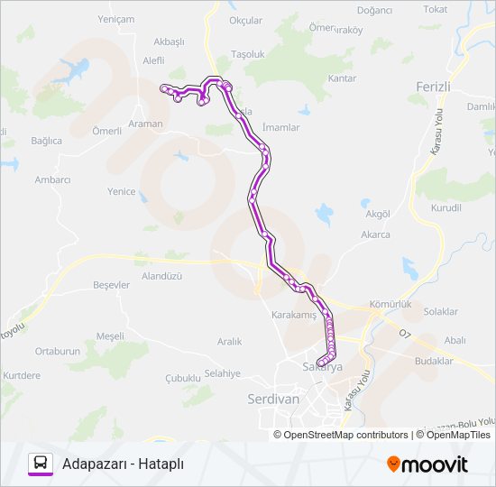 ADAPAZARI - HATAPLI Bus Line Map