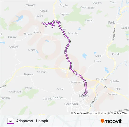 ADAPAZARI - HATAPLI Bus Line Map
