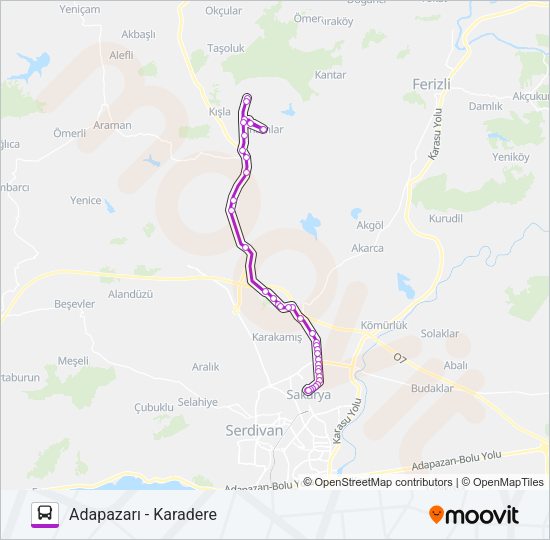 ADAPAZARI - KARADERE Bus Line Map