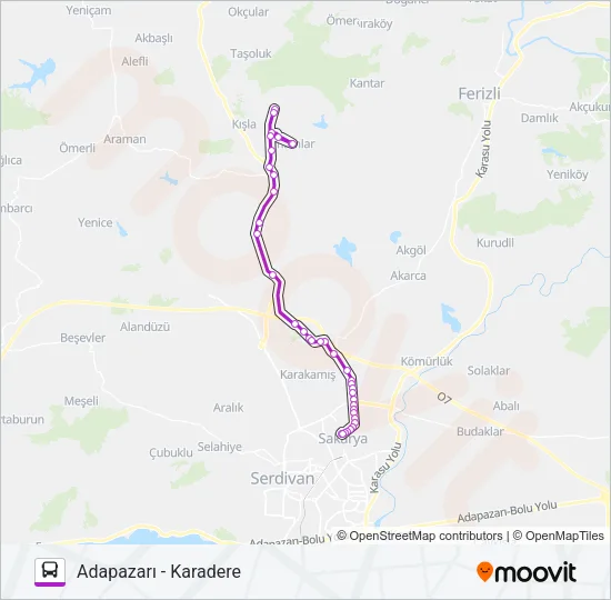 ADAPAZARI - KARADERE Bus Line Map