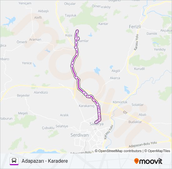 ADAPAZARI - KARADERE Bus Line Map