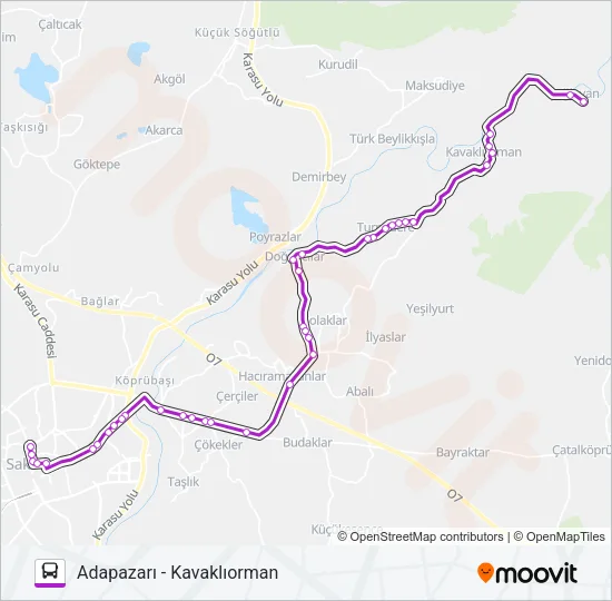 ADAPAZARI - KAVAKLIORMAN Bus Line Map