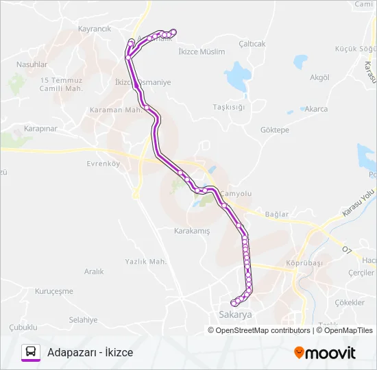 ADAPAZARI - İKIZCE Bus Line Map