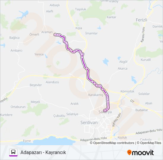 ADAPAZARI - KAYRANCIK Bus Line Map