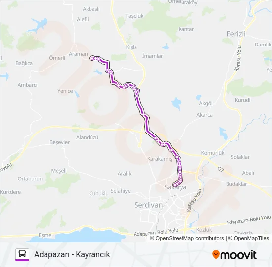 ADAPAZARI - KAYRANCIK Bus Line Map